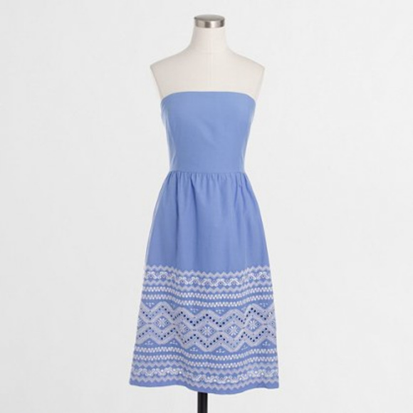 J. Crew Factory Dresses & Skirts - J CREW Embroidered Strapless Dress 12 NWT BLUE